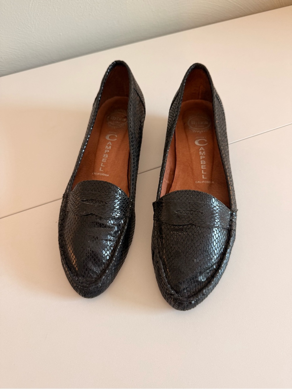 Jeffrey Campbell Ibiza Last Black Snake Embossed Leather Loafers | Women’s 11
